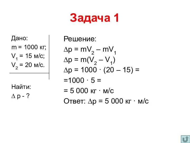 Задача 1 Найти: ∆ р - ? Решение: ∆р =