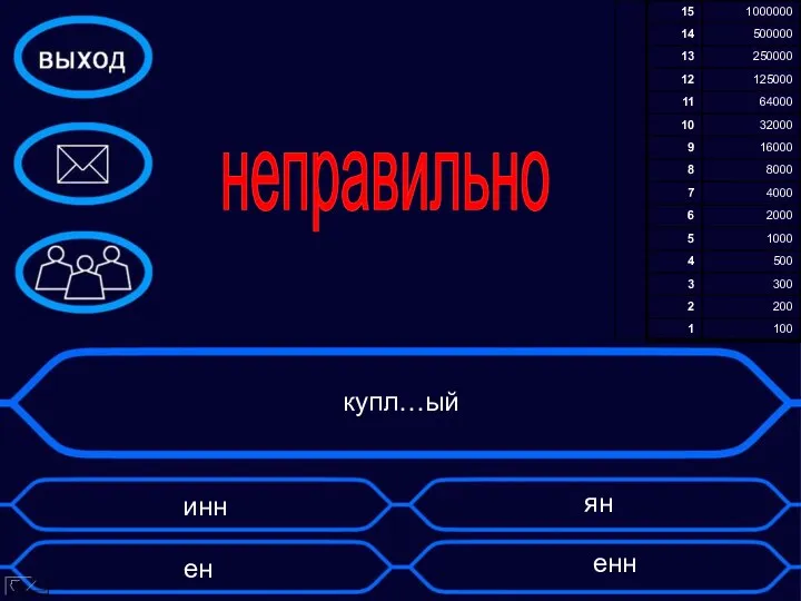 купл…ый енн инн ян ен неправильно