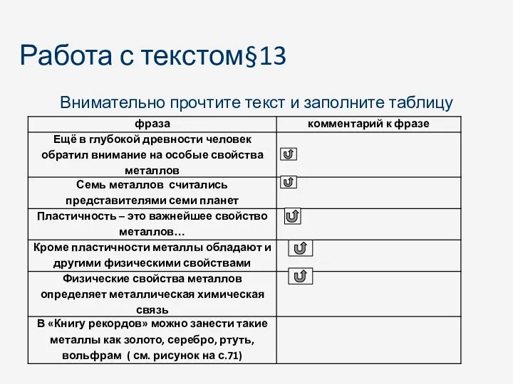 Работа с текстом§13 Внимательно прочтите текст и заполните таблицу