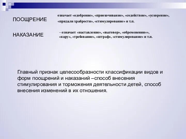 означает «одобрение», «приохочивание», «содействие», «ускорение», «придали храбрости», «стимулирование» и т.п.