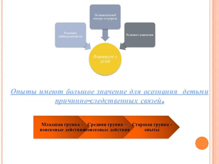 Опыты имеют большое значение для осознания детьми причинно-следственных связей.