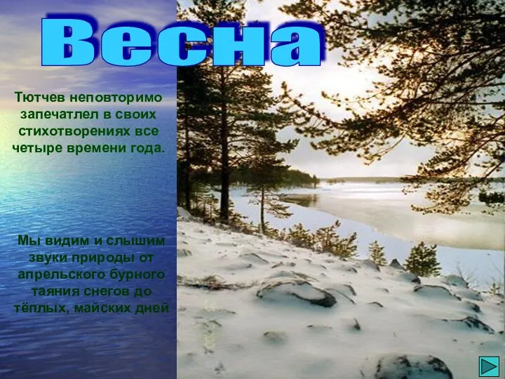 Мы видим и слышим звуки природы от апрельского бурного таяния