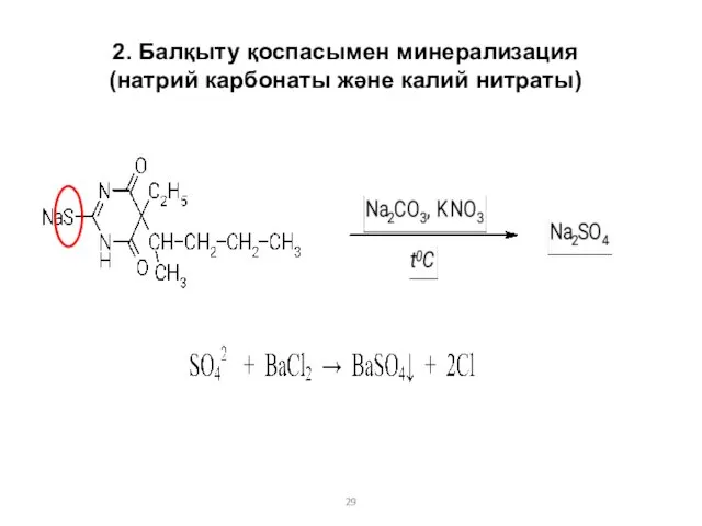 2. Балқыту қоспасымен минерализация (натрий карбонаты және калий нитраты)