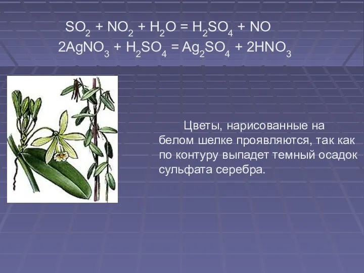 SO2 + NO2 + H2O = H2SO4 + NO 2AgNO3 + H2SO4 =