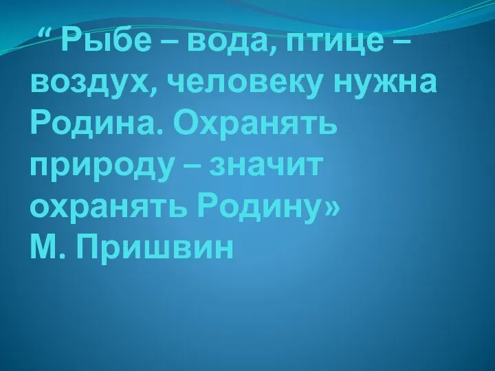 “ Рыбе – вода, птице – воздух, человеку нужна Родина.