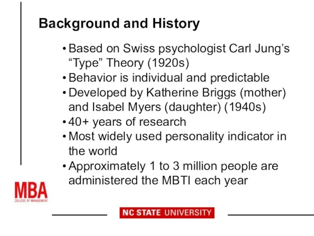 Based on Swiss psychologist Carl Jung’s “Type” Theory (1920s) Behavior