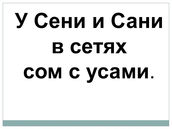 У Сени и Сани в сетях сом с усами.