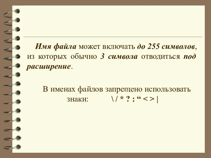 Имя файла может включать до 255 символов, из которых обычно