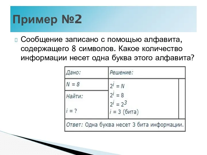 Сообщение записано с помощью алфавита, содержащего 8 символов. Какое количество