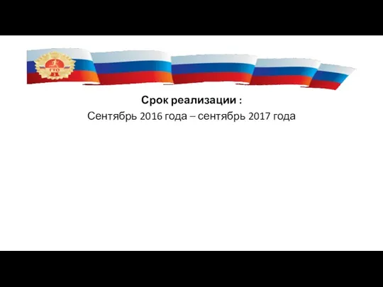 Срок реализации : Сентябрь 2016 года – сентябрь 2017 года