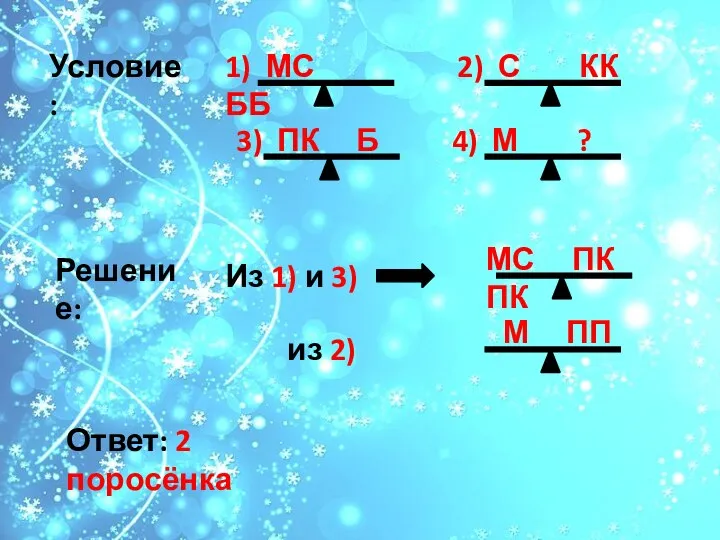 Условие: 1) МС ББ 2) С КК 3) ПК Б