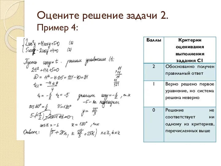 Оцените решение задачи 2. Пример 4: