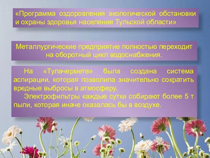 «Программа оздоровления экологической обстановки и охраны здоровья населения Тульской области»