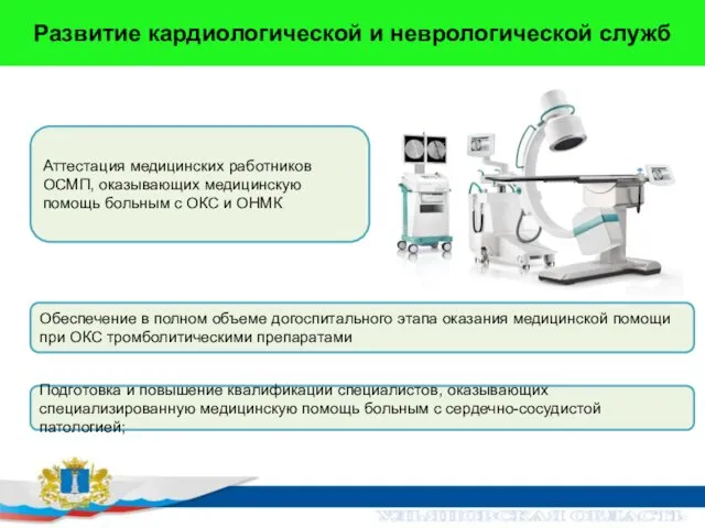 Развитие кардиологической и неврологической служб Аттестация медицинских работников ОСМП, оказывающих