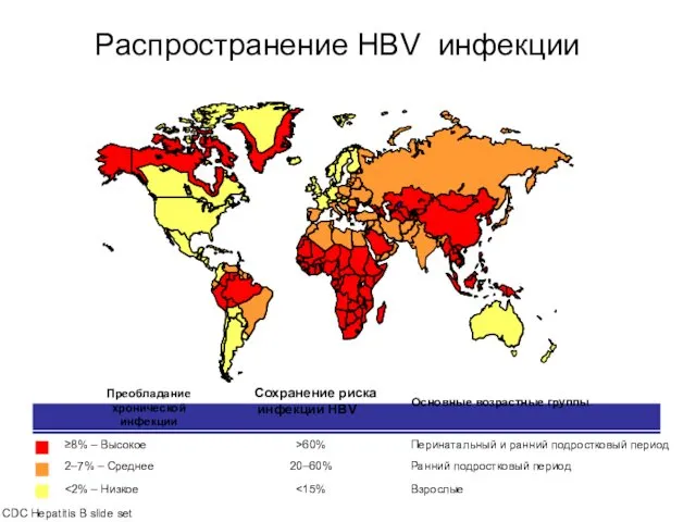 CDC Hepatitis B slide set Распространение HBV инфекции