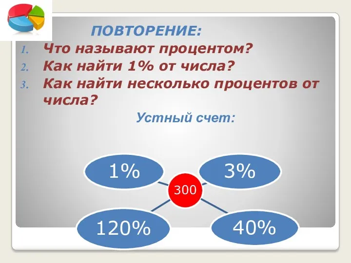 ПОВТОРЕНИЕ: Что называют процентом? Как найти 1% от числа? Как