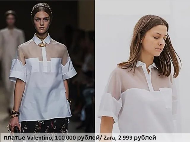 платье Valentino, 100 000 рублей/ Zara, 2 999 рублей