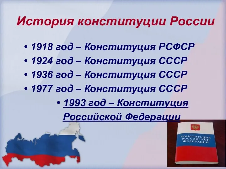 История конституции России 1918 год – Конституция РСФСР 1924 год
