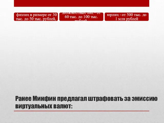 Ранее Минфин предлагал штрафовать за эмиссию виртуальных валют: физлиц в