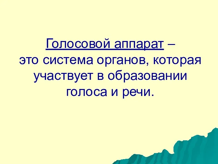 Голосовой аппарат – это система органов, которая участвует в образовании голоса и речи.