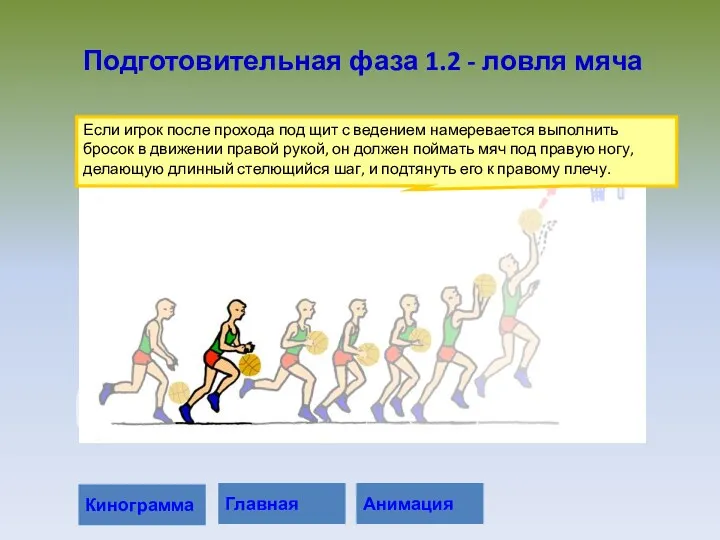 Если игрок после прохода под щит с ведением намеревается выполнить бросок в движении