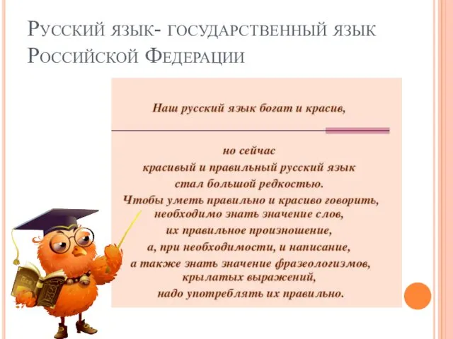 Русский язык- государственный язык Российской Федерации