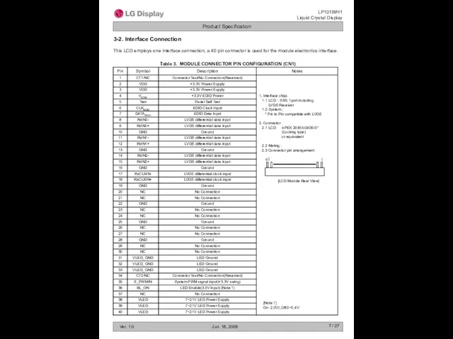 / 27 3-2. Interface Connection Table 3. MODULE CONNECTOR PIN