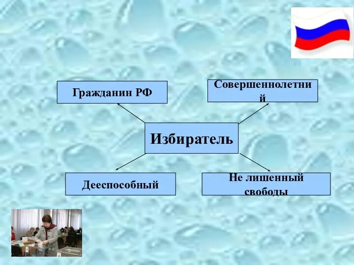 Избиратель Не лишенный свободы Совершеннолетний Гражданин РФ Дееспособный