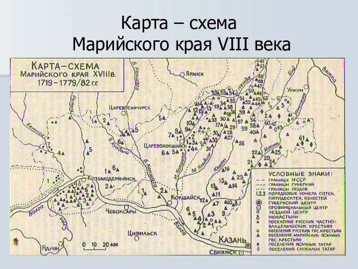 Карта – схема Марийского края VIII века
