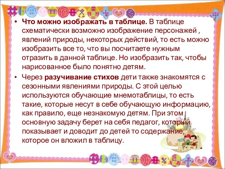 Что можно изображать в таблице. В таблице схематически возможно изображение