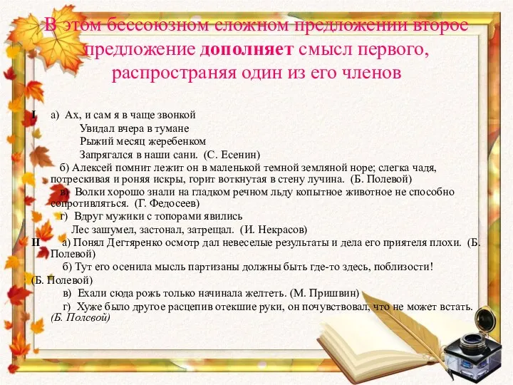 В этом бессоюзном сложном предложении второе предложение дополняет смысл первого,