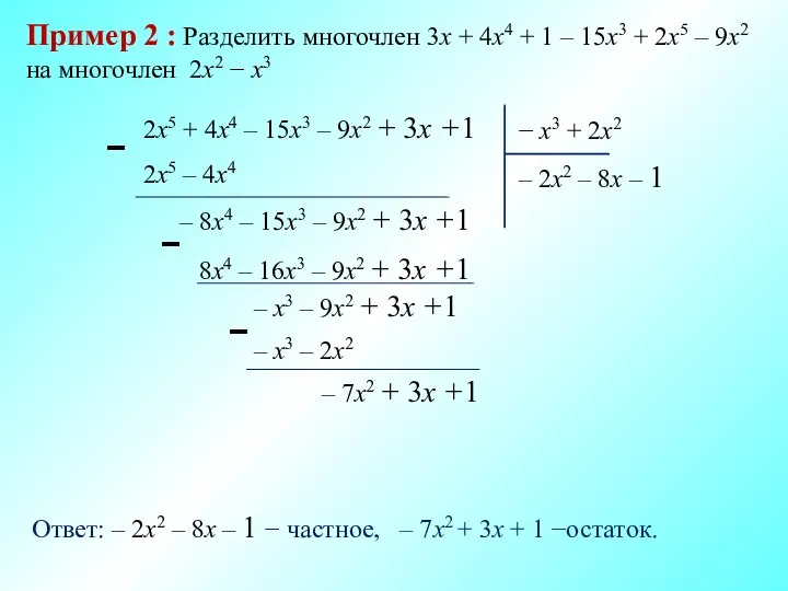 Пример 2 : Разделить многочлен 3х + 4x4 + 1