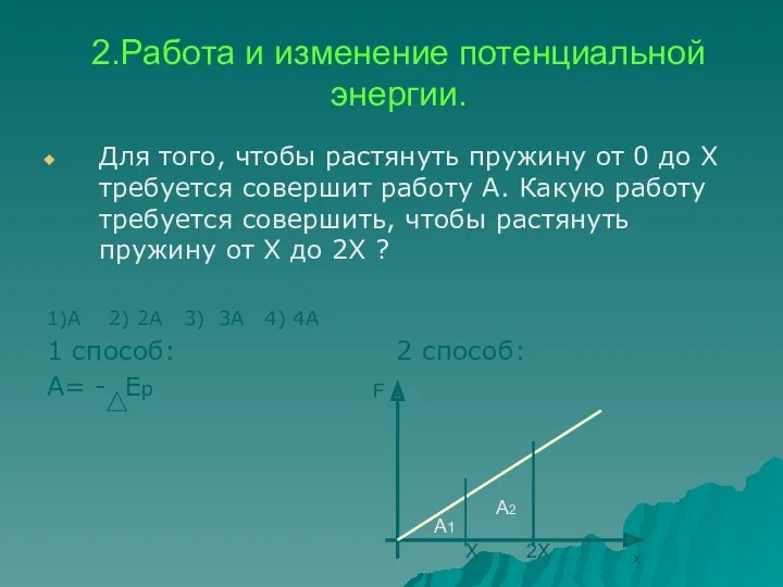 2.Работа и изменение потенциальной энергии. Для того, чтобы растянуть пружину