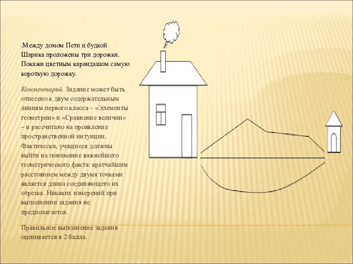.Между домом Пети и будкой Шарика проложены три дорожки. Покажи