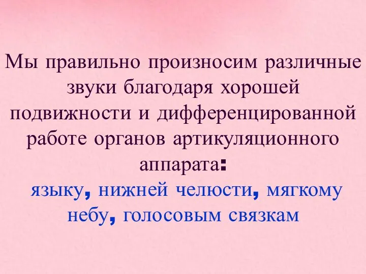 Мы правильно произносим различные звуки благодаря хорошей подвижности и дифференцированной