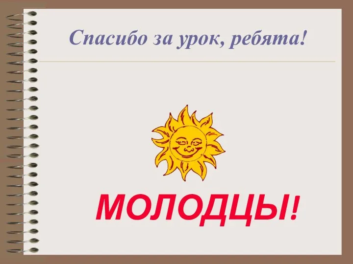 Спасибо за урок, ребята! МОЛОДЦЫ!