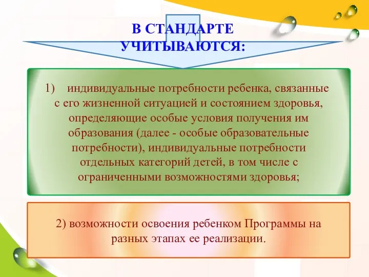 индивидуальные потребности ребенка, связанные с его жизненной ситуацией и состоянием