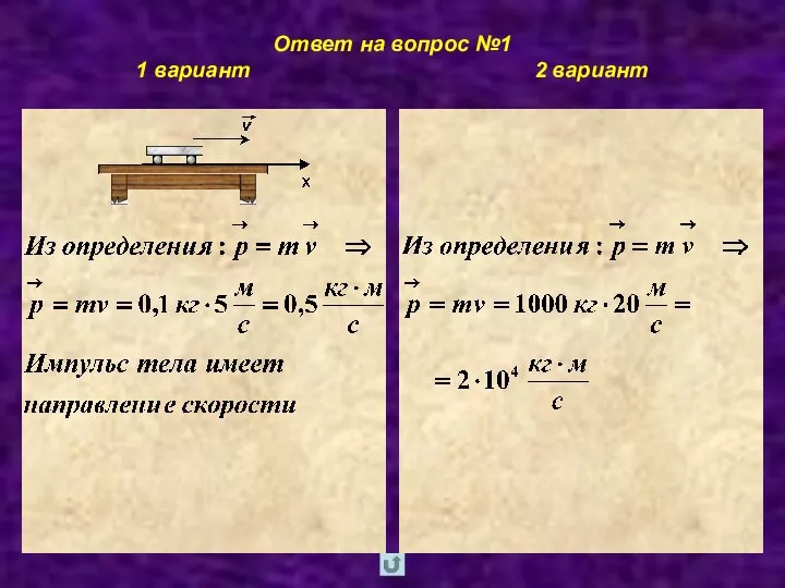 Ответ на вопрос №1 1 вариант 2 вариант