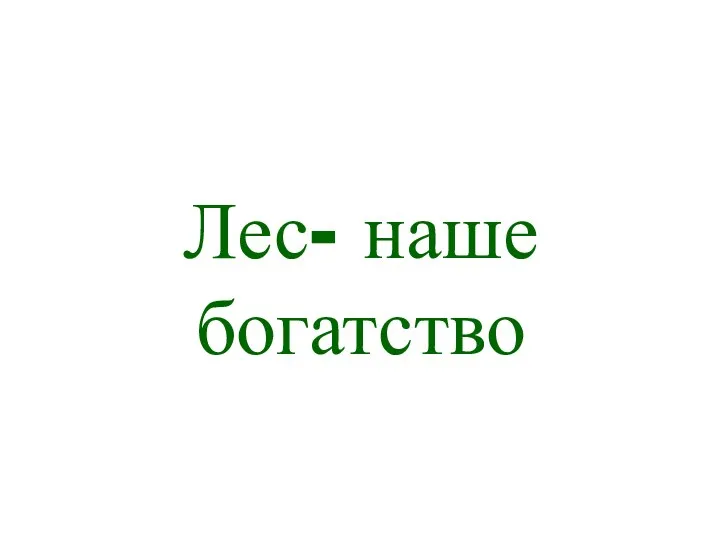 Лес- наше богатство