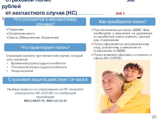 Страховой полис 300 рублей от несчастного случая (НС) (на 1
