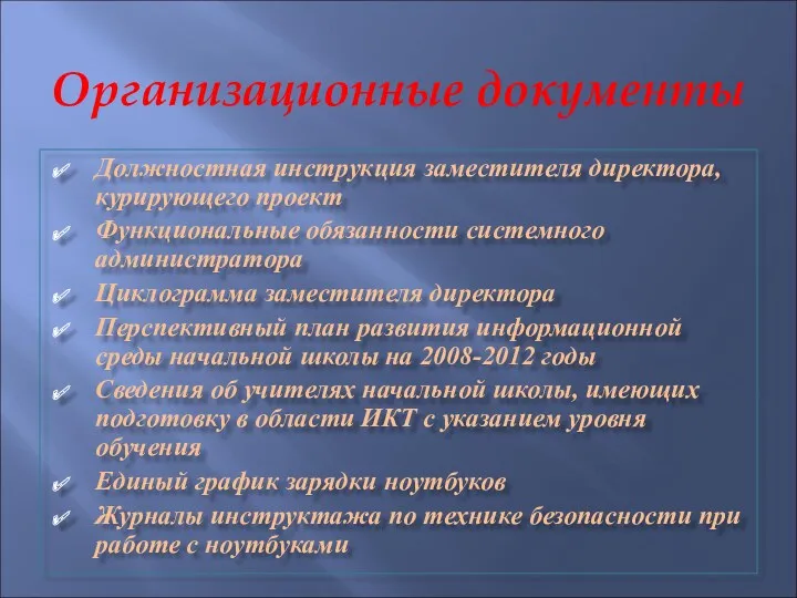 Организационные документы Должностная инструкция заместителя директора, курирующего проект Функциональные обязанности