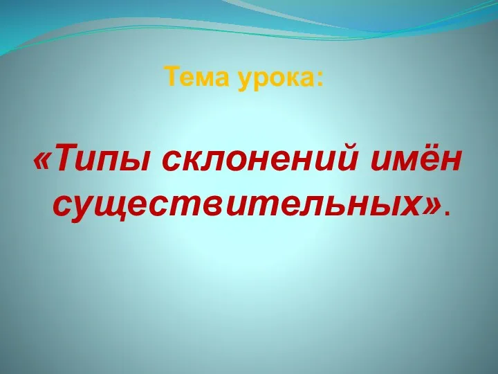 Тема урока: «Типы склонений имён существительных».