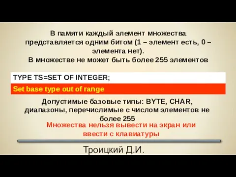 Троицкий Д.И. Программирование на языке высокого уровня В памяти каждый