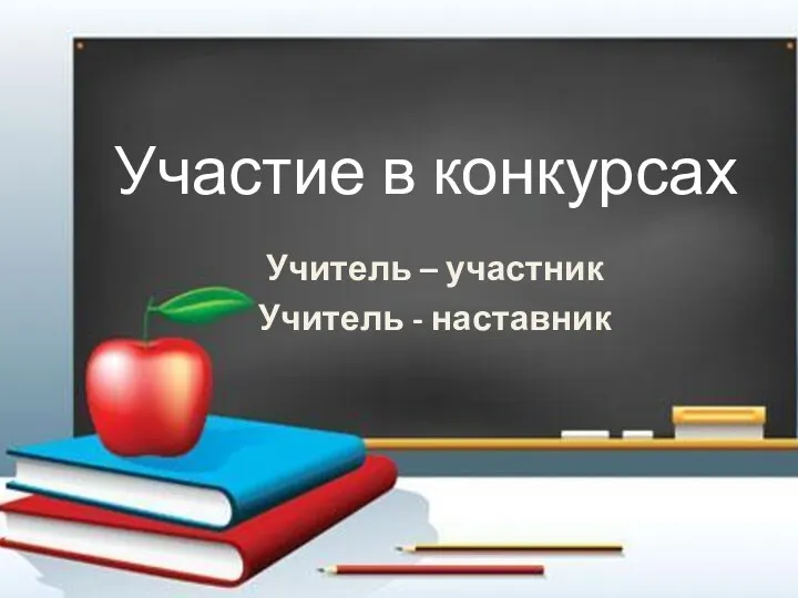 Участие в конкурсах Учитель – участник Учитель - наставник