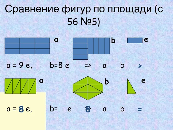 Сравнение фигур по площади (с 56 №5) a = 9