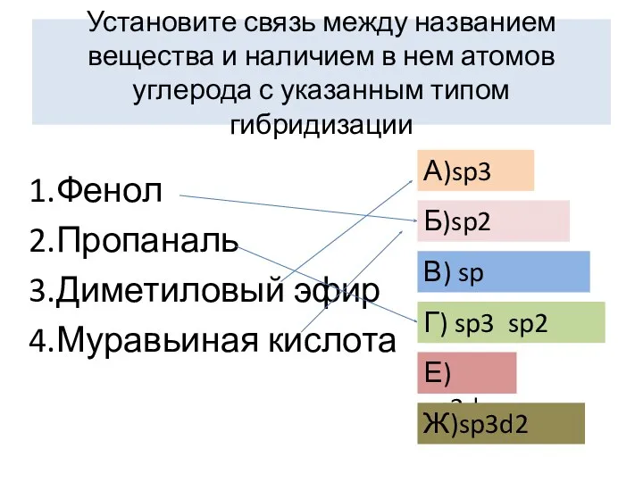 Установите связь между названием вещества и наличием в нем атомов