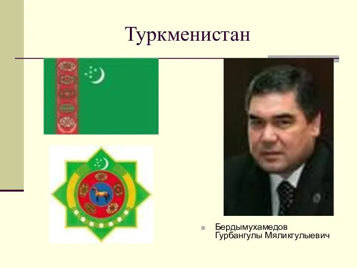 Туркменистан Бердымухамедов Гурбангулы Мяликгулыевич