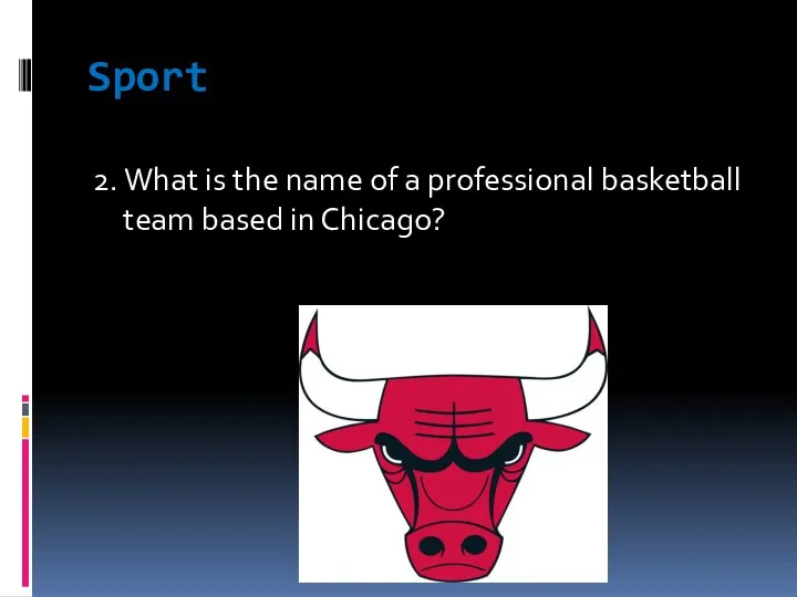 Sport 2. What is the name of a professional basketball team based in Chicago?