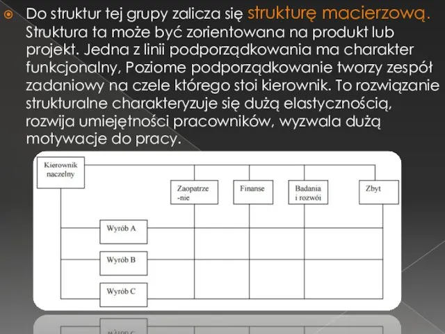 Do struktur tej grupy zalicza się strukturę macierzową. Struktura ta