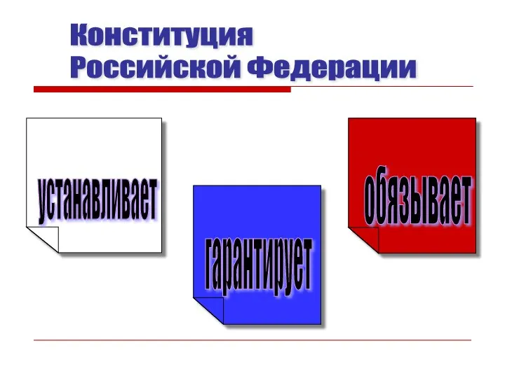 Конституция Российской Федерации устанавливает гарантирует обязывает